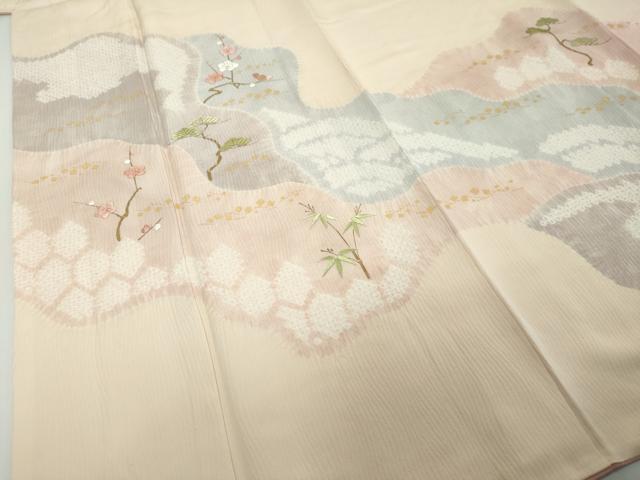 平和屋着物●訪問着 絞り 刺繍 道長梅松文 金彩 正絹 逸品 DABI2315ud