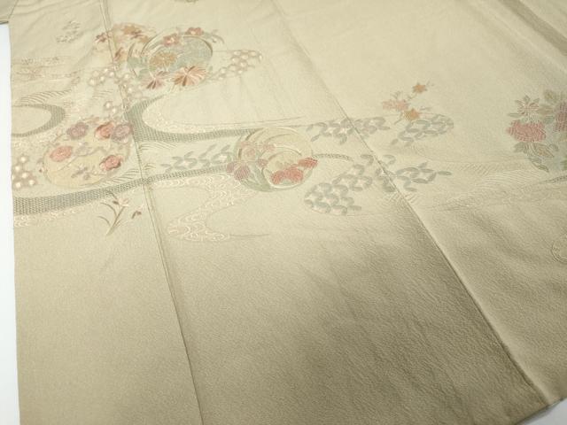 平和屋着物●中国三大刺繍 スワトウ刺繍 汕頭刺繍 総刺繍 訪問着 流水吉祥草花丸文 正絹 逸品 DABI2328ud