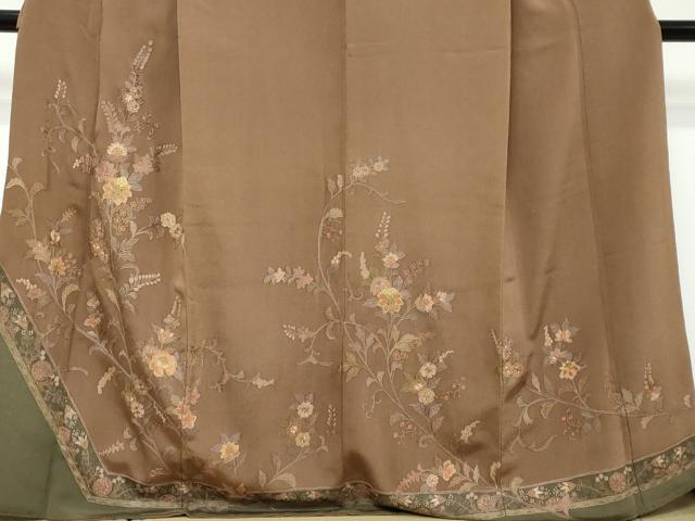 平和屋着物●中国三大刺繍 スワトウ刺繍 汕頭刺繍 総刺繍 訪問着 洋花文 鬼しぼ縮緬 やまと誂製 正絹 逸品 DABI2337ud