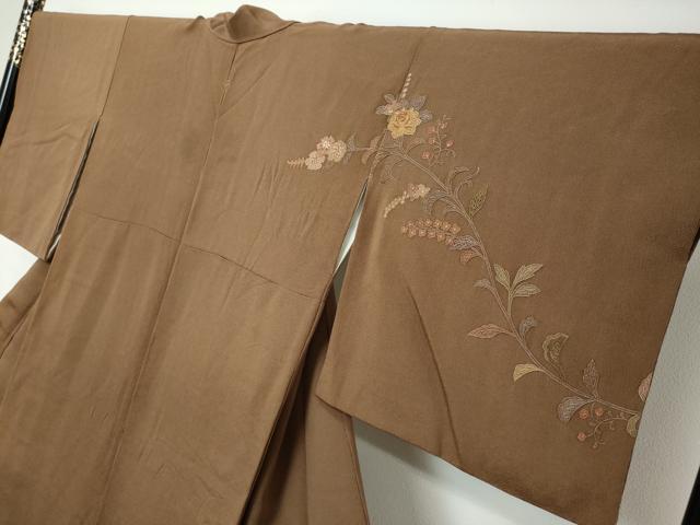平和屋着物●中国三大刺繍 スワトウ刺繍 汕頭刺繍 総刺繍 訪問着 洋花文 鬼しぼ縮緬 やまと誂製 正絹 逸品 DABI2337ud