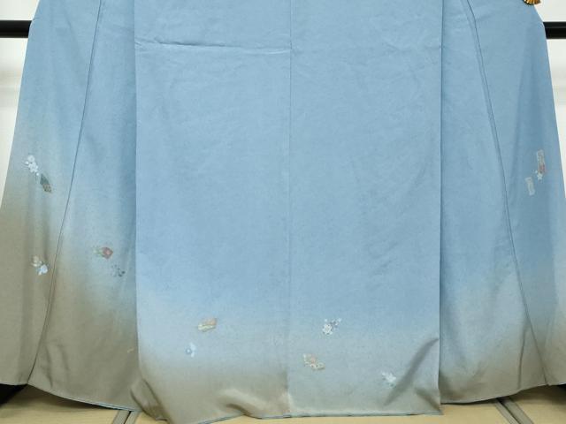 平和屋着物●伝統工芸士 京友禅染色作家 田家鬼彩 訪問着 扇面草花文 暈し染め 金彩 正絹 逸品 DABI2339ud