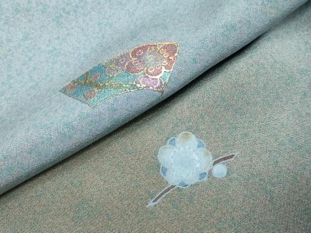 平和屋着物●伝統工芸士 京友禅染色作家 田家鬼彩 訪問着 扇面草花文 暈し染め 金彩 正絹 逸品 DABI2339ud