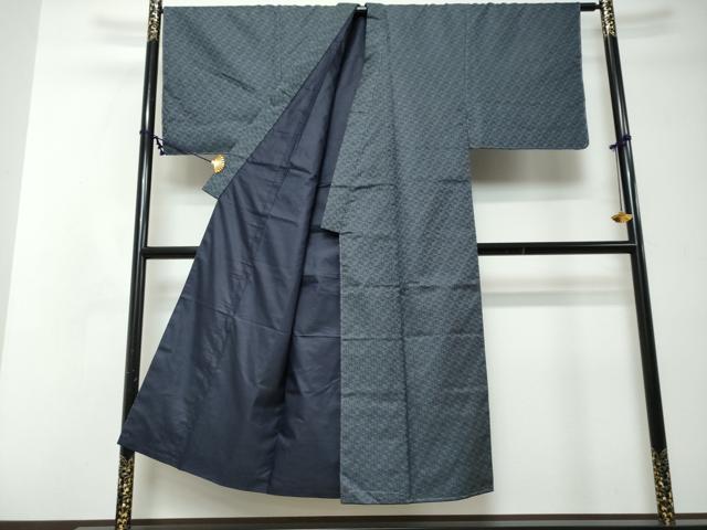 平和屋着物●男性 お召 アンサンブル 長羽織 野口 正絹 逸品 DABI2342ud