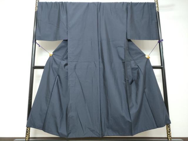 平和屋着物●男性 紬 アンサンブル 長羽織 鉄紺色 反端付き キングサイズ 正絹 逸品 DABI2343ud
