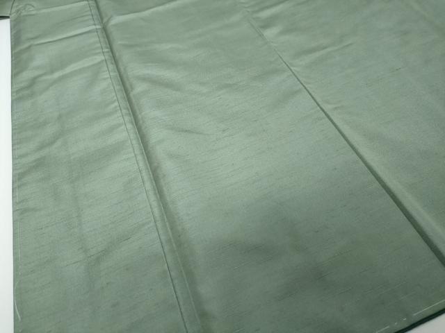 平和屋着物●男性 紬・羽織セット 着物:山葵色 羽織・柳鼠色 正絹 逸品 DABI2345ud