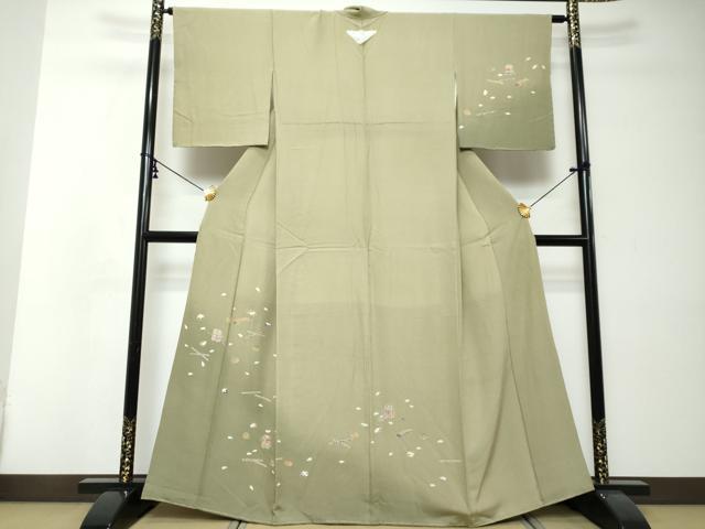 平和屋着物●訪問着 友禅 貝桶楽器花文 暈し染め 正絹 逸品 未使用 DABI2350ud