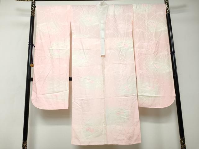 平和屋着物●振袖用長襦袢 無双仕立て 扇面草花地紋 暈し染め 正絹 逸品 DABI2351ud