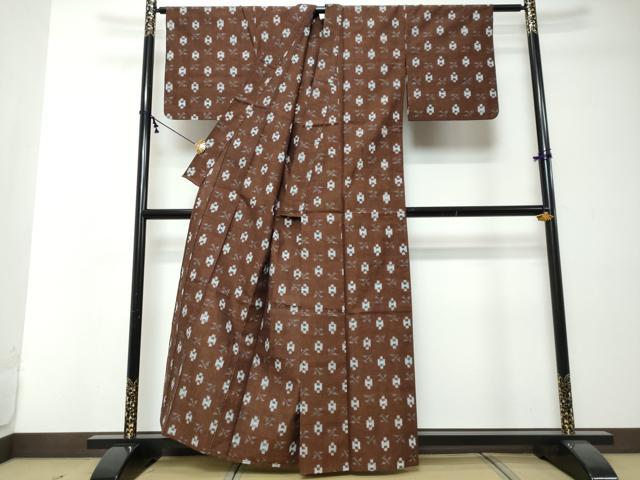 平和屋着物●久留米絣 単衣 抽象文様 綿 逸品 DABI2358ud