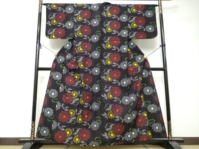 平和屋着物●久留米絣 単衣 舞花文 綿 逸品 DABI2359ud