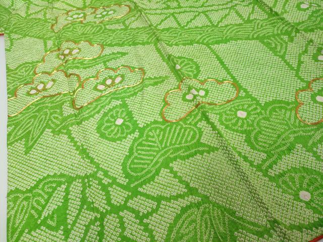 平和屋着物●訪問着 総絞り 駒刺繍 松竹梅 正絹 逸品 DABI2372ud