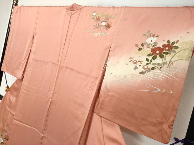 平和屋着物●訪問着 鴛鴦花文 暈し染め 金彩 正絹 逸品 DABI2378ud