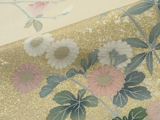 平和屋着物●十日町友禅作家 松雨 訪問着 草花文 暈し染め 金銀彩 正絹 逸品 DABI2393ud