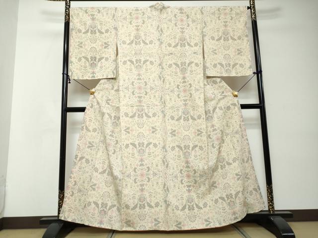 平和屋着物●本塩沢 洋花文 正絹 逸品 DABI2394ud