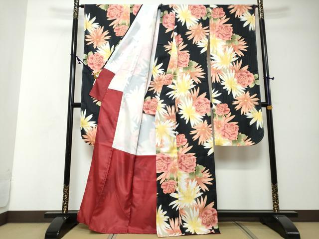 平和屋着物●豪華振袖 舞花文 洗える着物 未使用 DABI2396ud