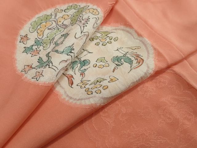 平和屋着物●上質な小紋 絞り 地紋起こし 花鳥絵皿文 正絹 逸品 DABI2397ud