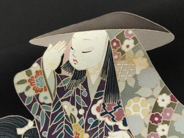 平和屋着物●豪華黒留袖 友禅 作家物 女人楽器花文 正絹 逸品 DABI2401ud