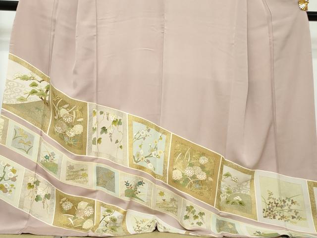 平和屋着物●豪華色留袖 駒刺繍 色紙草花文 金彩 健勝苑扱い ロング丈 正絹 逸品 DABI2410ud