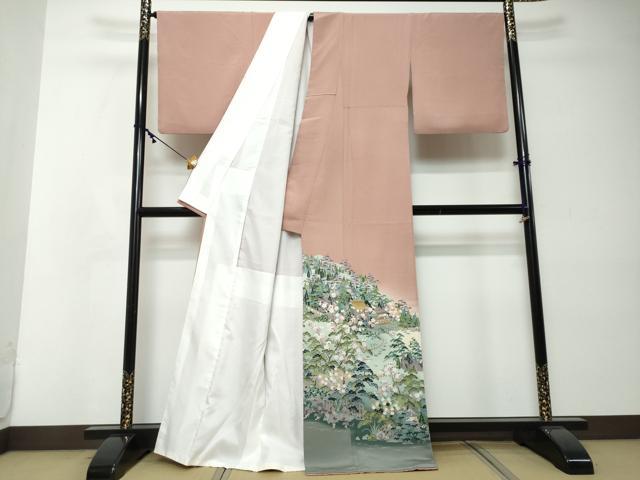 平和屋着物●京友禅作家 外池雅峰 色留袖 風景草花文 暈し染め 正絹 逸品 DABI2413ud