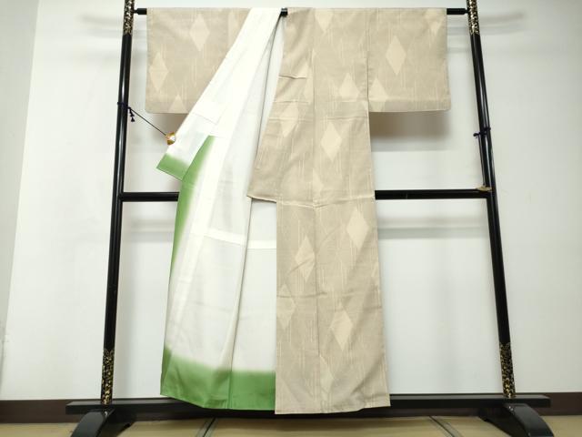 平和屋着物●本塩沢 110亀甲 菱文 正絹 逸品 DABI2422ud