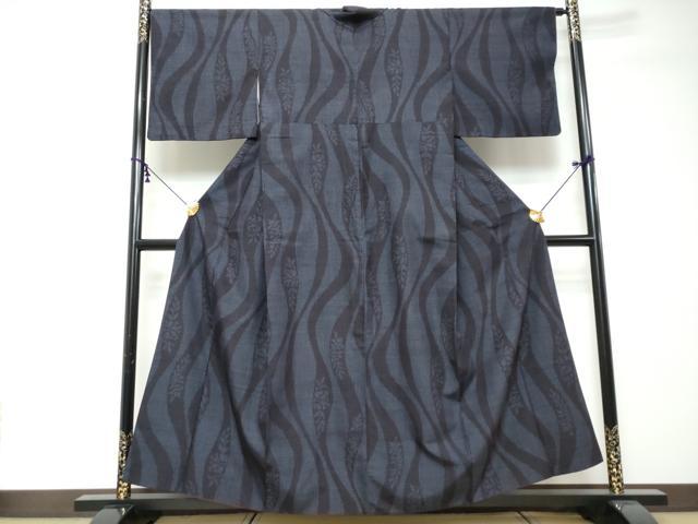 平和屋着物●結城紬 80亀甲 立涌草花文 正絹 逸品 DABI2427ud