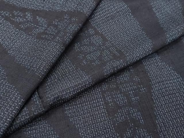 平和屋着物●結城紬 80亀甲 立涌草花文 正絹 逸品 DABI2427ud