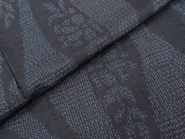 平和屋着物●結城紬 80亀甲 立涌草花文 正絹 逸品 DABI2427ud