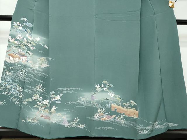 平和屋着物●訪問着 友禅 流水渡橋風景文 暈し染め 正絹 逸品 DABI2428ud