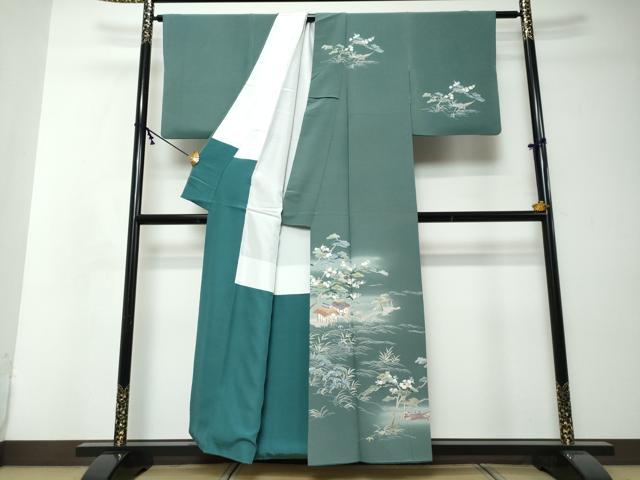 平和屋着物●訪問着 友禅 流水渡橋風景文 暈し染め 正絹 逸品 DABI2428ud