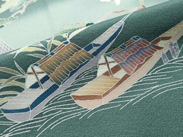 平和屋着物●訪問着 友禅 流水渡橋風景文 暈し染め 正絹 逸品 DABI2428ud
