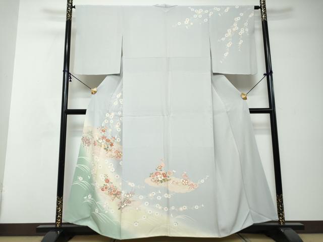 平和屋着物●十日町老舗ブランド 吉澤友禅 吾妻徳穂 訪問着 駒刺繍 草花文 暈し染め 金彩 やまと誂製 正絹 逸品 DABI2430ud