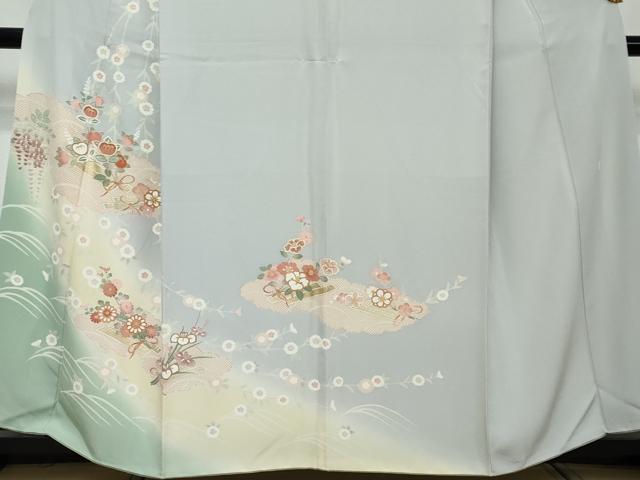 平和屋着物●十日町老舗ブランド 吉澤友禅 吾妻徳穂 訪問着 駒刺繍 草花文 暈し染め 金彩 やまと誂製 正絹 逸品 DABI2430ud
