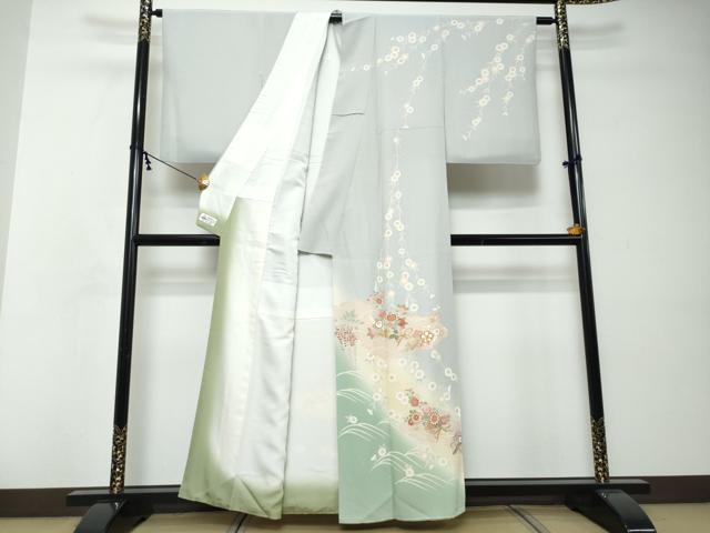 平和屋着物●十日町老舗ブランド 吉澤友禅 吾妻徳穂 訪問着 駒刺繍 草花文 暈し染め 金彩 やまと誂製 正絹 逸品 DABI2430ud