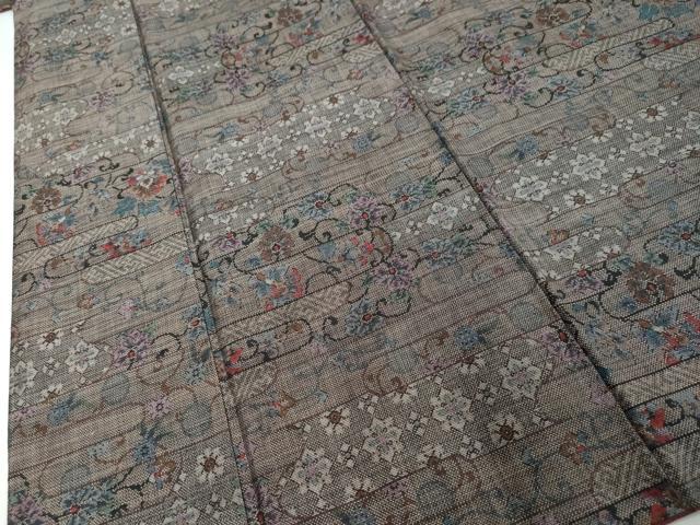 平和屋着物●本場大島紬 9マルキ エ霞花唐草文 正絹 逸品 DABI2431ud