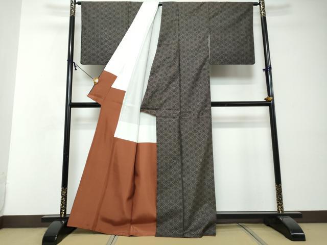 平和屋着物●本場大島紬 9マルキ 麻の葉文様 正絹 逸品 DABI2432ud