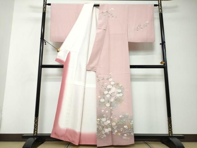 平和屋着物●訪問着 友禅 作家物 草花文 暈し染め 正絹 逸品 DABI2434ud
