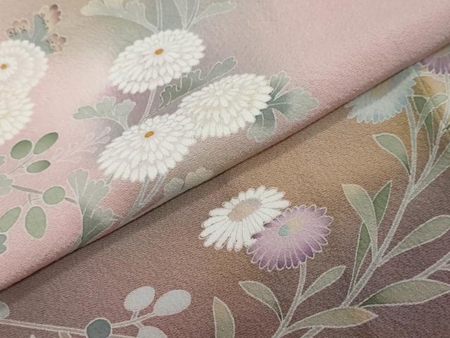 平和屋着物●訪問着 友禅 作家物 草花文 暈し染め 正絹 逸品 DABI2434ud
