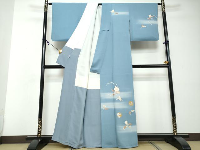平和屋着物●訪問着 駒刺繍 雪輪草花文 暈し染め 金彩 鈴乃屋扱い 正絹 逸品 DABI2435ud