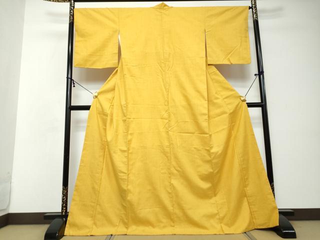 平和屋着物●結城紬 黄金色 正絹 逸品 DABI2438ud