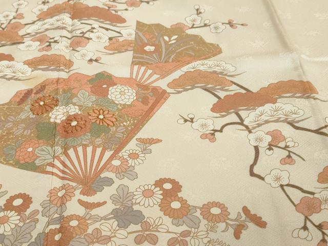 平和屋着物●訪問着 駒刺繍 扇面草花文 暈し染め 金彩 東武百貨店扱い 正絹 逸品 DABI2442ud