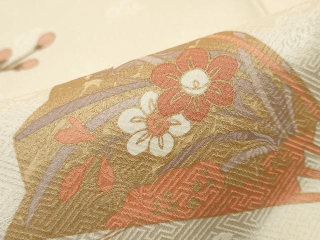 平和屋着物●訪問着 駒刺繍 扇面草花文 暈し染め 金彩 東武百貨店扱い 正絹 逸品 DABI2442ud