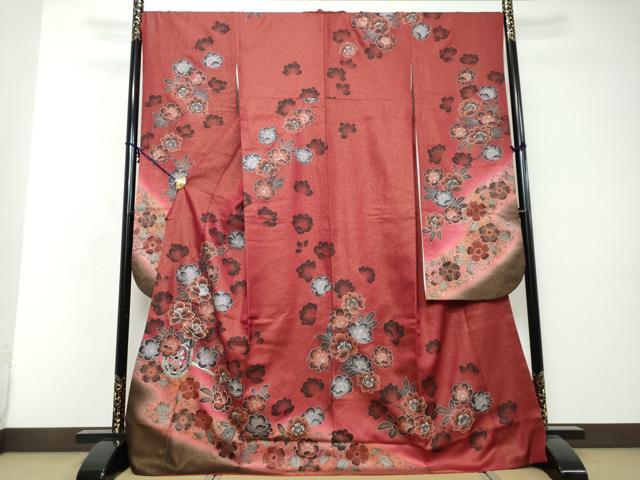 平和屋着物●豪華振袖 駒刺繍 花車文 暈し染め 銀彩 金通し地 正絹 逸品 DABI2447ud
