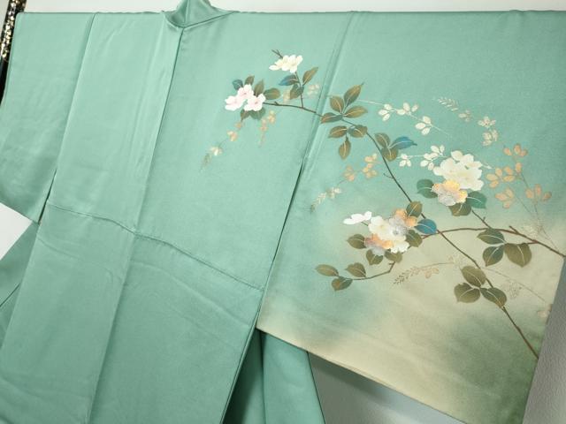平和屋着物●訪問着 作家物 枝花文 暈し染め 金彩 正絹 逸品 DABI2448ud