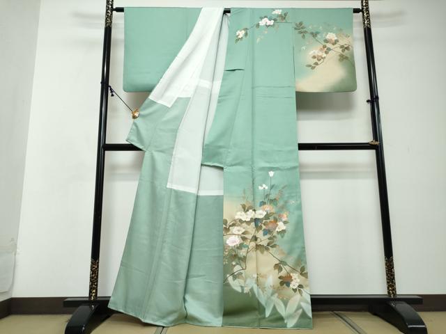 平和屋着物●訪問着 作家物 枝花文 暈し染め 金彩 正絹 逸品 DABI2448ud