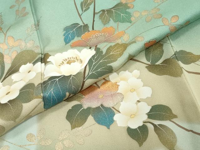 平和屋着物●訪問着 作家物 枝花文 暈し染め 金彩 正絹 逸品 DABI2448ud