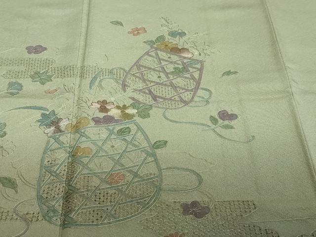 平和屋着物●中国三大刺繍 汕頭刺繍 スワトウ刺繍 総刺繍 訪問着 エ霞花籠文 暈し染め 正絹 逸品 DABI2457ud