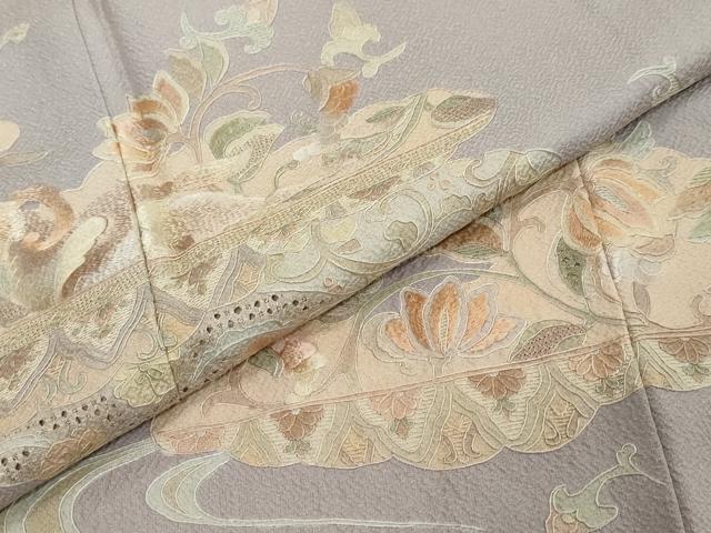 平和屋着物●中国三大刺繍 蘇州刺繍 総刺繍 訪問着 雲取り動物草花文 正絹 逸品 DABI2460ud