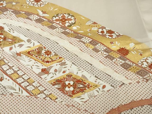 平和屋着物●豪華色留袖 駒刺繍 吉祥飛鶴花文 金彩 伊勢丹扱い 正絹 逸品 DABI2463ud