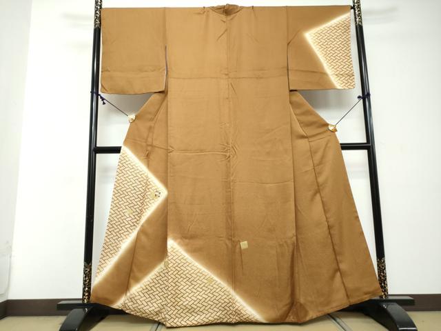 平和屋着物●訪問着 刺繍 鹿の子箔散らし草花文 暈し染め 金彩 正絹 逸品 DABI2465ud
