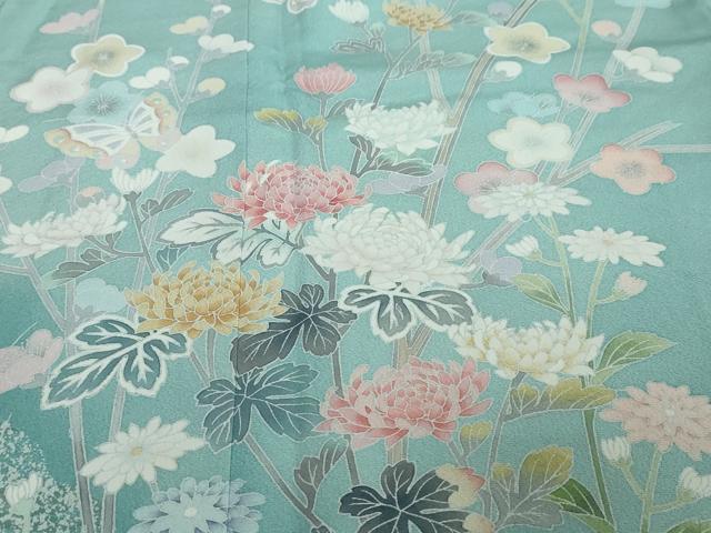 平和屋着物●手描友禅 奥田秀水 訪問着 花蝶文 正絹 逸品 未使用 DABI2466ud