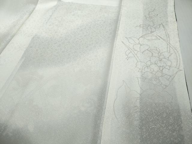 平和屋着物●訪問着 草花文 暈し染め 黒地 金銀彩 銀通し地 正絹 逸品 DABI2467ud